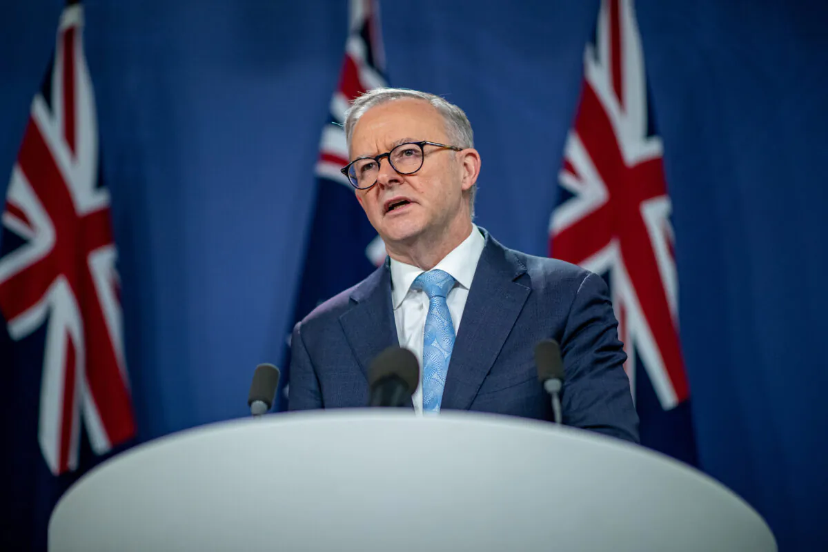Australian Prime Minister Anthony Albanese attends a joint press conference in Sydney, Australia, on June 10, 2022. (Christian Gilles - Pool/Getty Images)