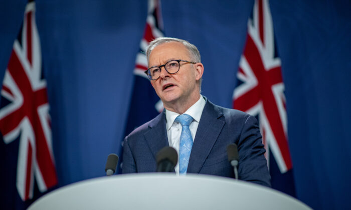 Australian Prime Minister Anthony Albanese attends a joint press conference in Sydney, Australia, on June 10, 2022. (Christian Gilles - Pool/Getty Images)