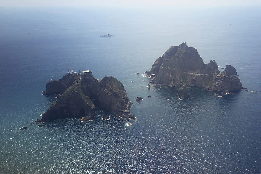 An aerial view of the remote islands in the Sea of Japan (East Sea). (Dong-A Ilbo/AFP/GettyImages)