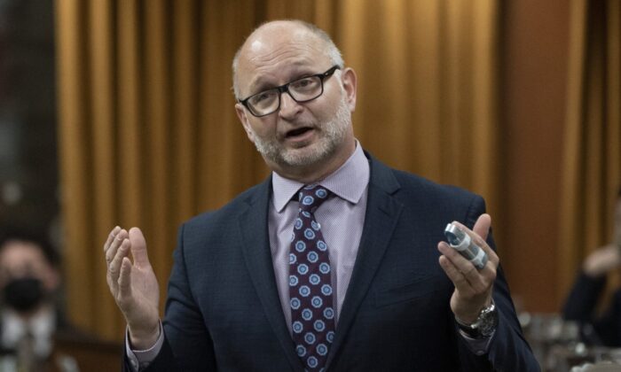 Minister of Justice and Attorney General of Canada David Lametti rises during Question Period, June 2, 2022 in Ottawa. (The Canadian Press/Adrian Wyld)