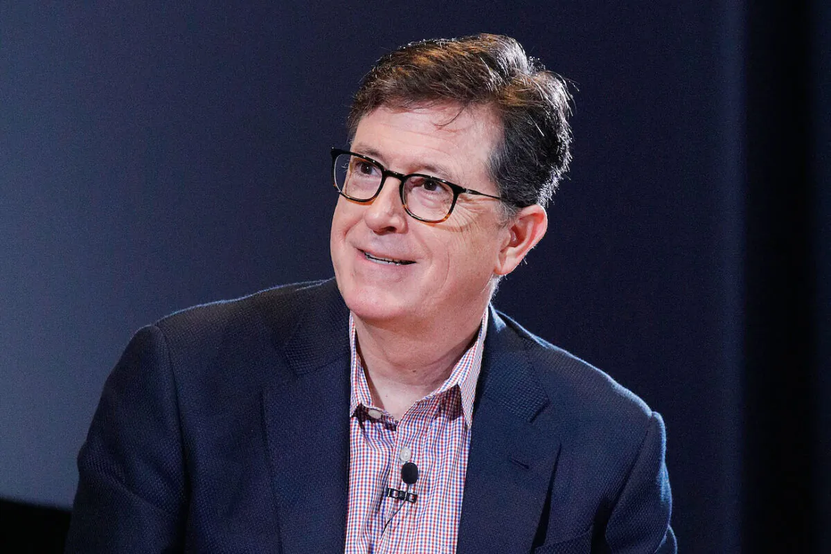Stephen Colbert on stage during the 2019 Montclair Film Festival at the Wellmont Theater in Montclair, N.J., on May 4, 2019. (Lars Niki/Getty Images for 2019 Montclair Film Festival)