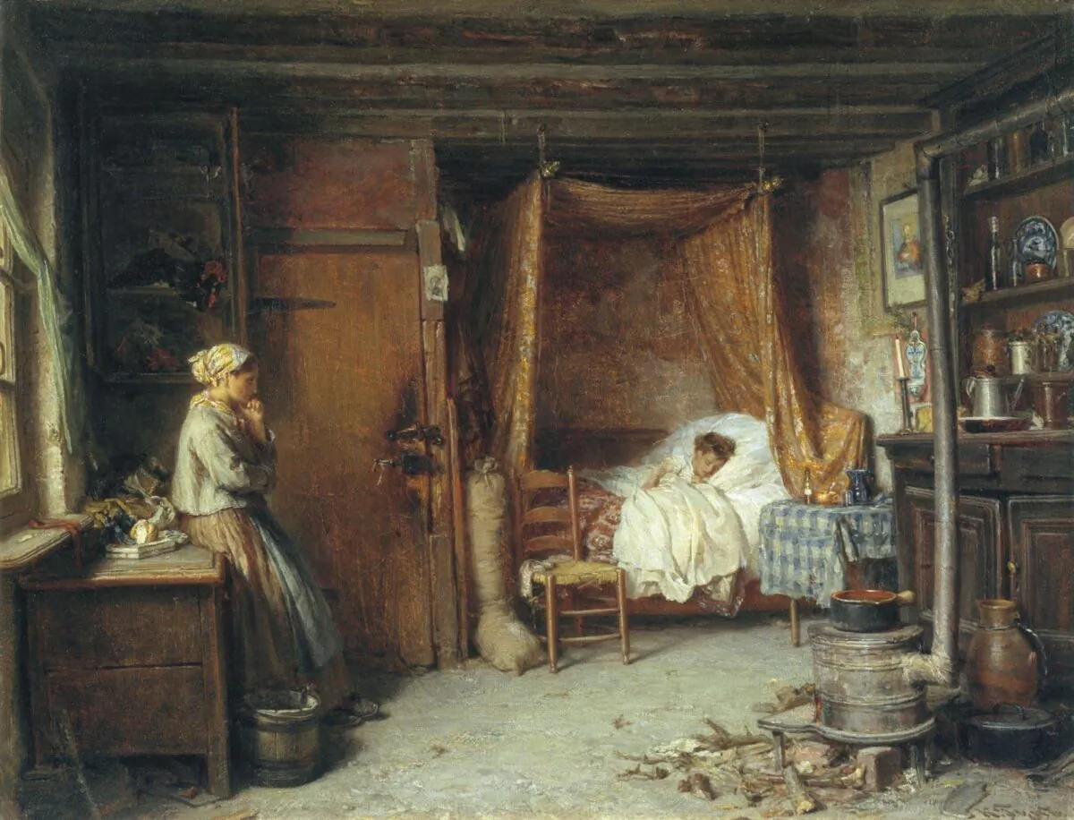 "The Sick Child," 19th century, by Karl Kung. (Public Domain)