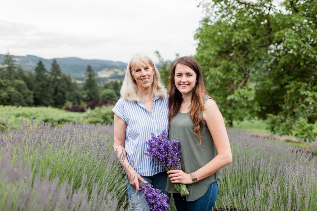 Marilyn Thompson, founder and owner of Victoria's Lavender, with her youngest daughter, Victoria Thompson, who is now business development director for the company. (Courtesy of Evernew Photography)