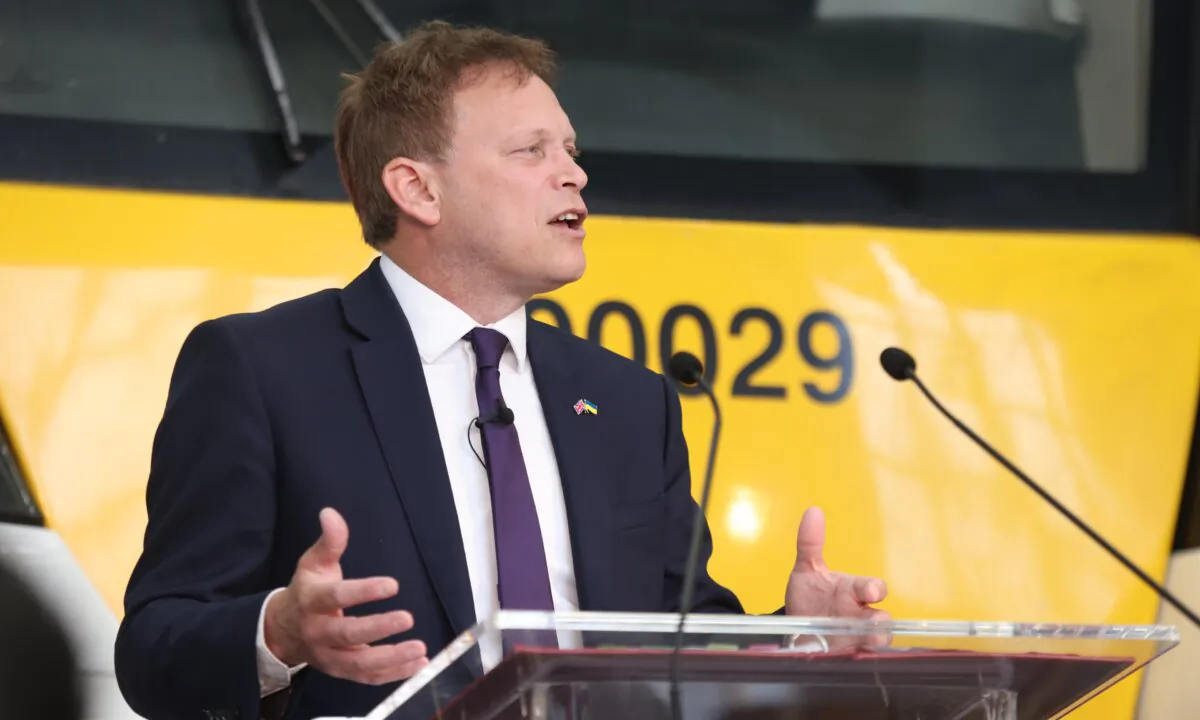 Transport Secretary Grant Shapps delivers a speech to set out the government's vision to create a reformed and modernised railway, at Siemens Traincare Facility Mobility Division Rail Systems in north London on June 16, 2022. (A/PA Media)

