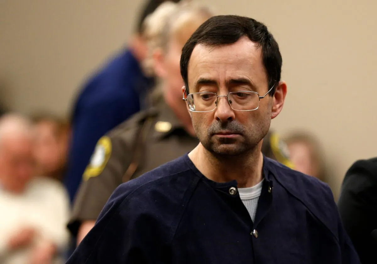 Former Michigan State University and USA Gymnastics doctor Larry Nassar addresses the court during the sentencing phase in Ingham County Circuit Court in Lansing, Mich., on Jan. 24, 2018. (Jeff Kowalsky/AFP via Getty Images)