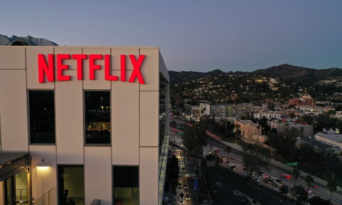The Netflix logo on top of their office building in Hollywood, Calif., on Jan. 20, 2022. (Robyn Beck/AFP via Getty Images)