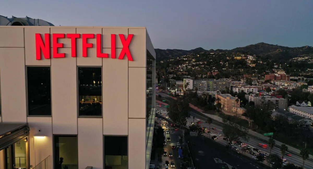 The Netflix logo on top of their office building in Hollywood, Calif., on Jan. 20, 2022. (Robyn Beck/AFP via Getty Images)