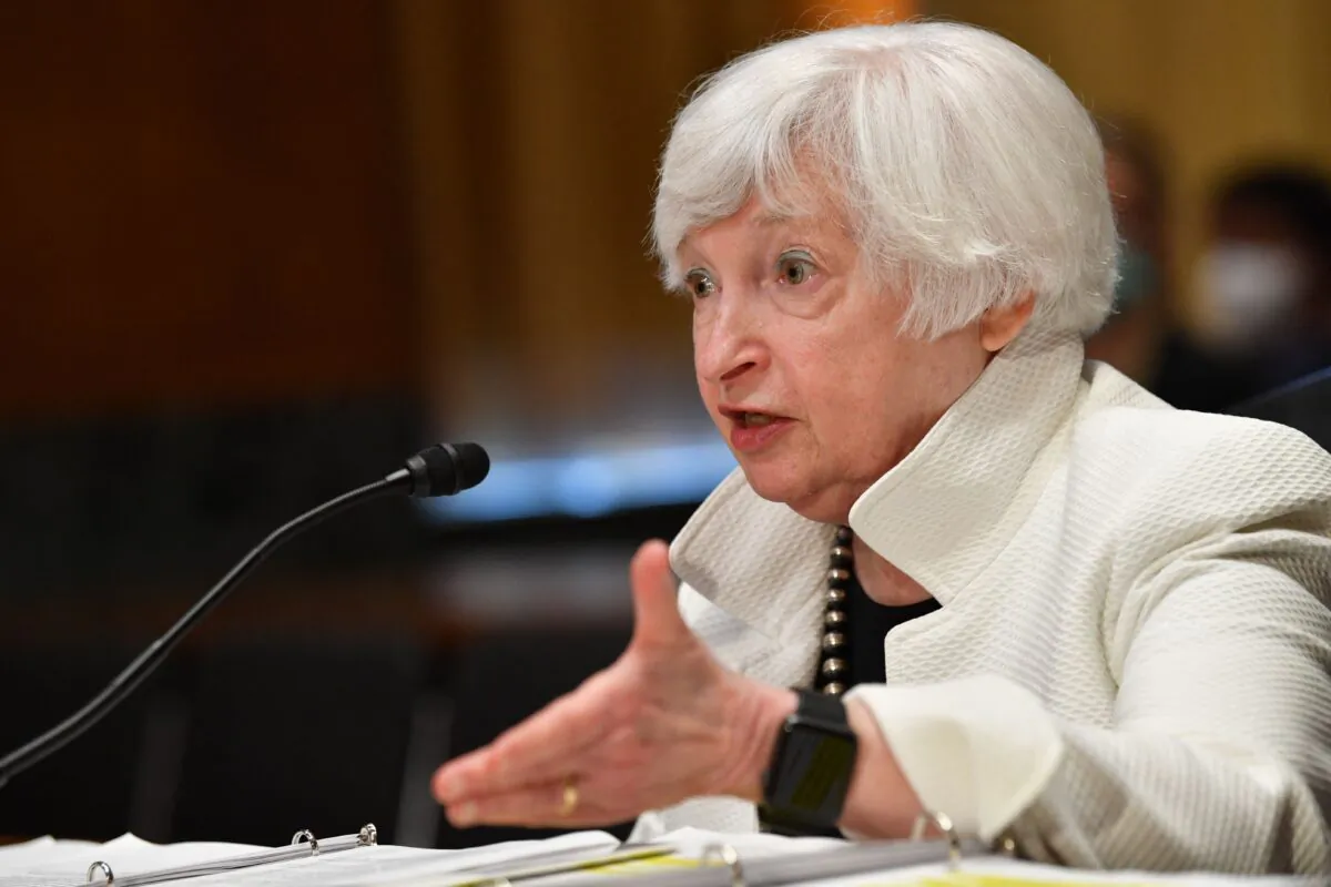 Treasury Secretary Janet Yellen testifies before the Senate Finance Committee in Washington on June 7, 2022. (Nicholas Kamm/AFP via Getty Images)