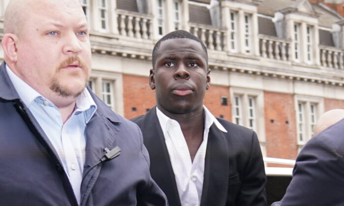 West Ham defender Kurt Zouma arrives at for sentencing for kicking his pet cat, at Thames Magistrates Court in London on June 1, 2022 (Yui Mok/PA)