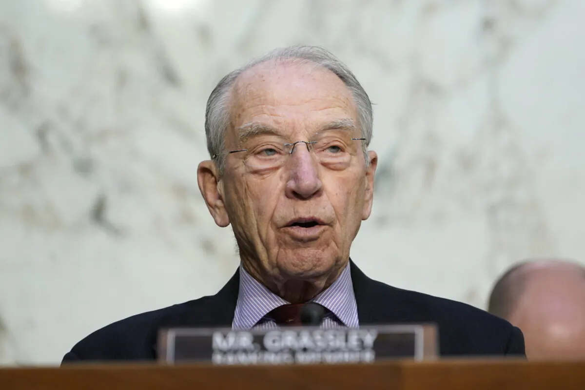 Senate Judiciary Committee ranking member Sen. Chuck Grassley (R-Iowa) speaks during a committee business meeting on Capitol Hill in Washington on March 28, 2022. (Susan Walsh/AP Photo)