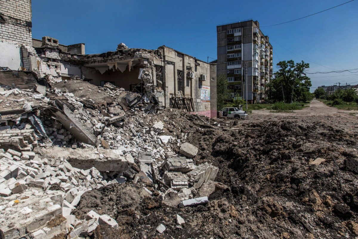 A building destroyed by a military strike