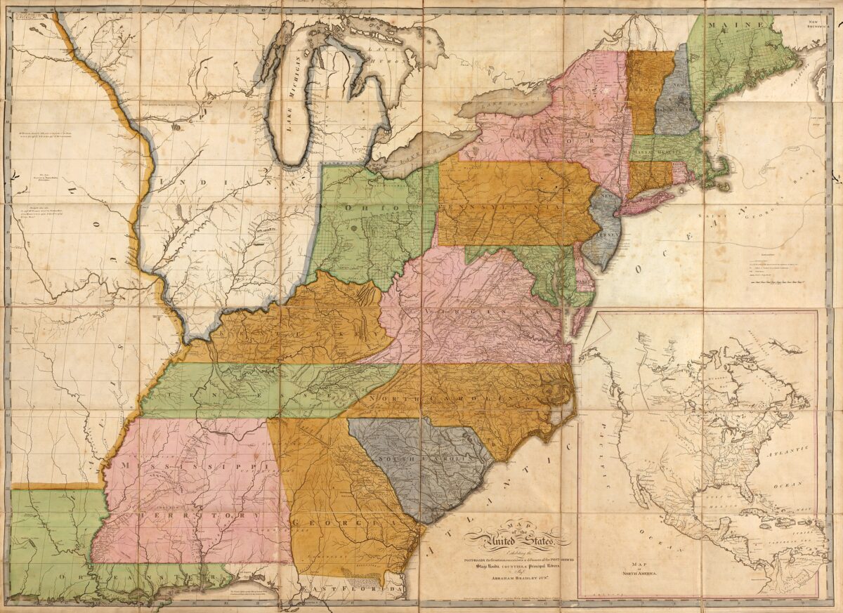 Herman Moll’s important 1729 map of New England
and the adjacent colonies. (Public Domain)
