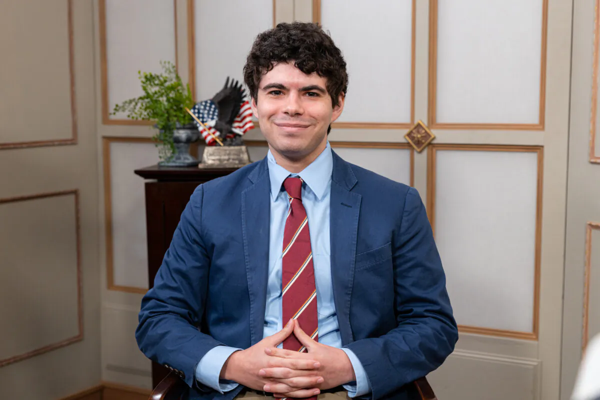 Aaron Sibarium, a writer for the Washington Free Beacon and the former opinion editor of Yale Daily News, in Washington on May 31, 2022. (Matthew Pearson/CPI Studios)