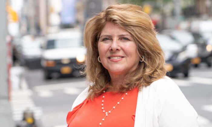 Naomi Wolf, author of “The Bodies of Others: The New Authoritarians, COVID-19 and the War Against the Human," in New York on June 7, 2022. (The Epoch Times)