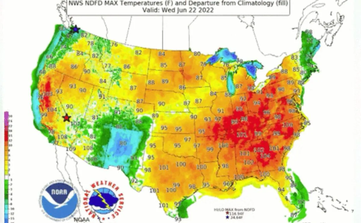 The National Weather Service's forecast for Tuesday, June 21, 2022. (Weather.gov)