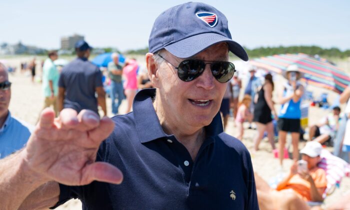 President Joe Biden speaks to reporters in Rehoboth Beach, Del., on June 20, 2022. (Saul Loeb/AFP via Getty Images)