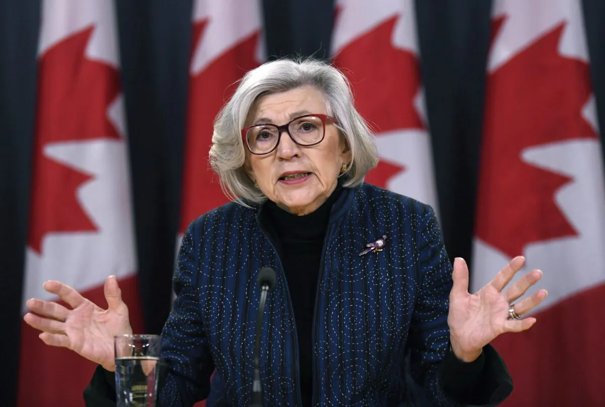 Outgoing chief justice of the Supreme Court of Canada Beverley McLachlin speaks during a news conference on her retirement, in Ottawa on Dec. 15, 2017. (The Canadian Press/Justin Tang)