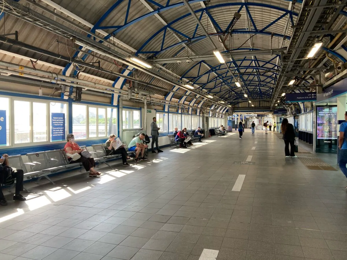 Passengers at Clapham Junction station, usually one of the busiest train hubs in the country, on the first day of a nationwide rail strike along with London Underground workers, in southwest London on June 21, 2022. (Rebecca Speare-Cole/PA Media)