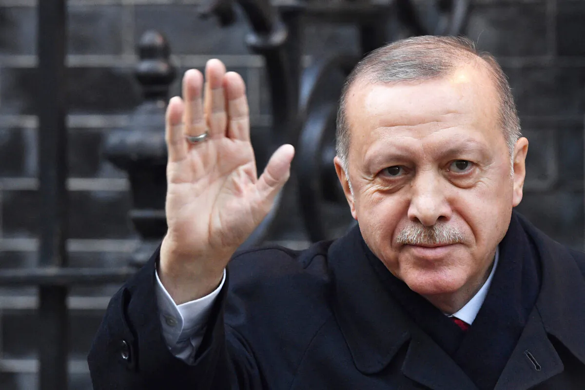 President of Turkey, Recep Tayyip Erdogan arrives for a meeting with Prime Minister Boris Johnson at number 10 Downing Street on Dec.3, 2019, in London, England. (Photo by Leon Neal/Getty Images)