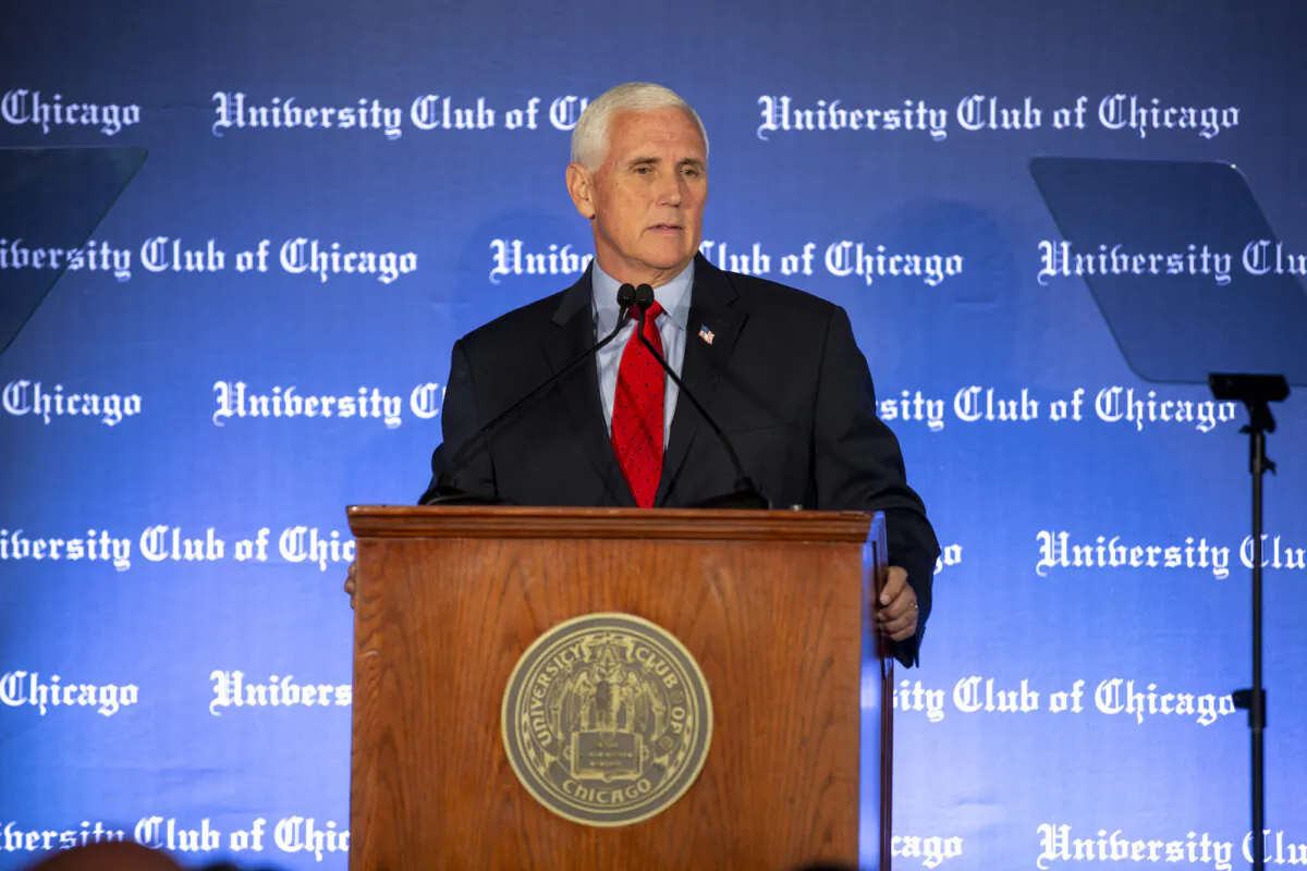 Former Vice President Mike Pence speaks to a crowd of supporters at the University Club of Chicago in Chicago on June 20, 2022. (Jim Vondruska/Getty Images)