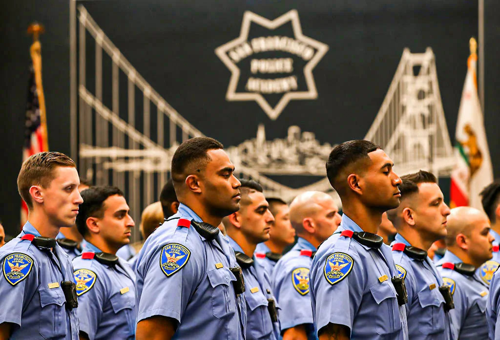 San Francisco police recruits at the San Francisco Police Academy on May 15, 2018. (Justin Sullivan/Getty Images)