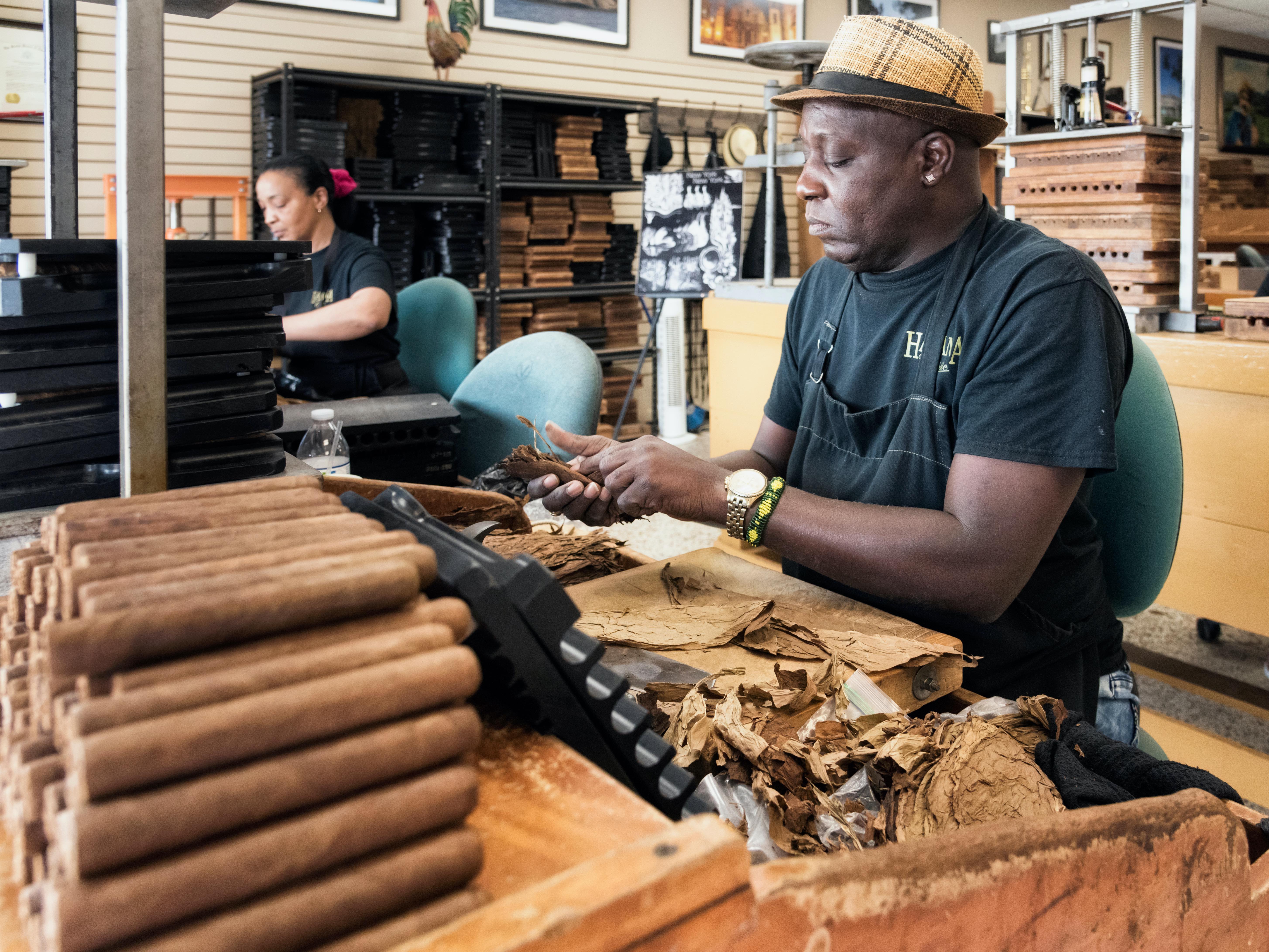 Hand made cigars producton in Little Havana district