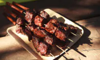 Steak Skewers with Cherry BBQ Sauce