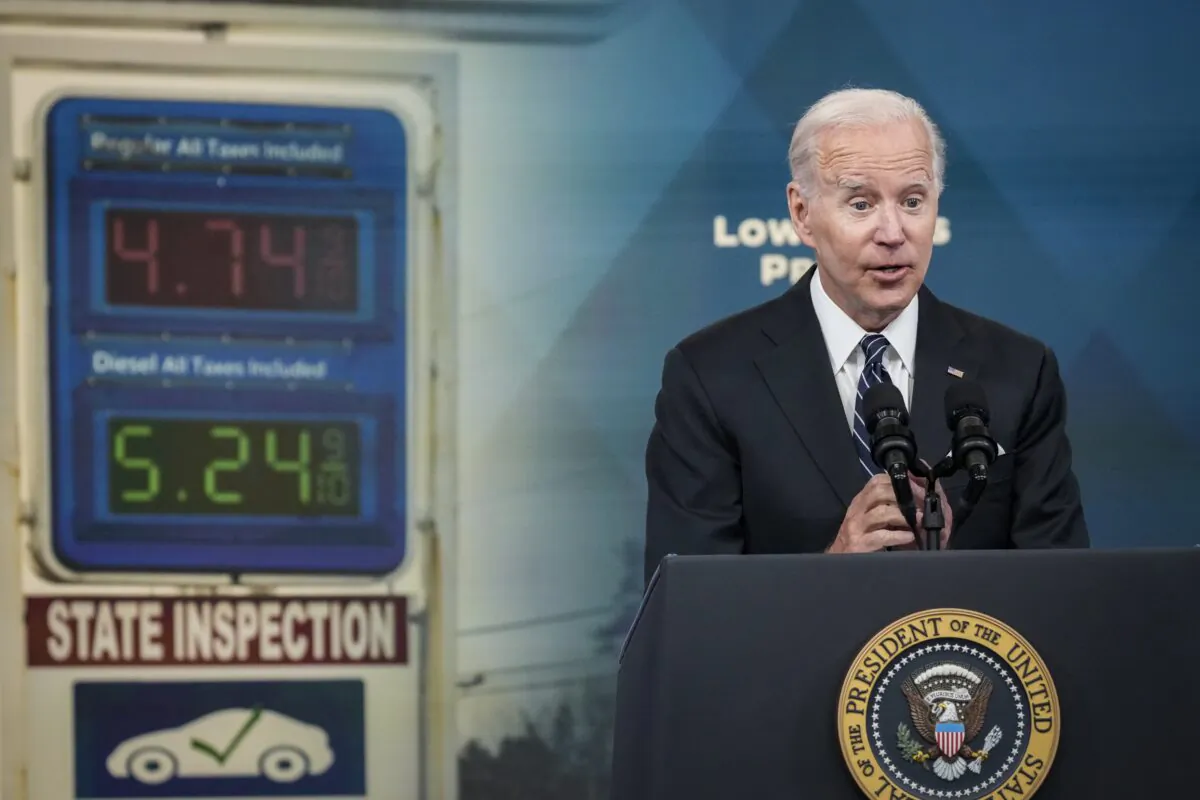 President Joe Biden speaks about gas prices in the South Court Auditorium at the White House campus on June 22, 2022. (Drew Angerer/Getty Images)