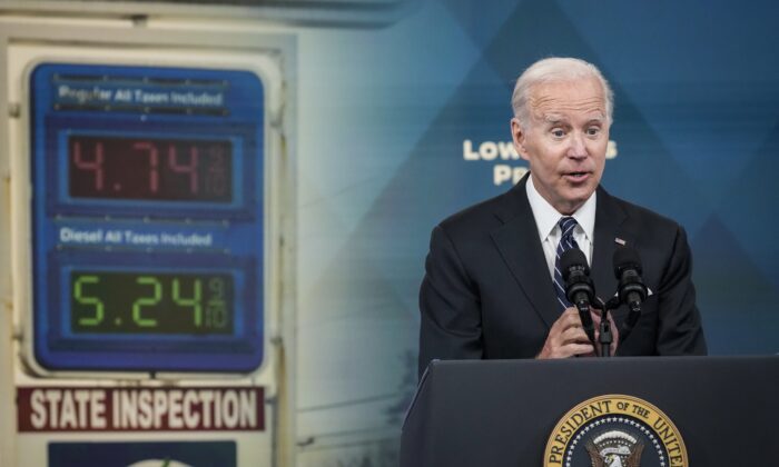 President Joe Biden speaks about gas prices in the South Court Auditorium at the White House campus on June 22, 2022. (Drew Angerer/Getty Images)