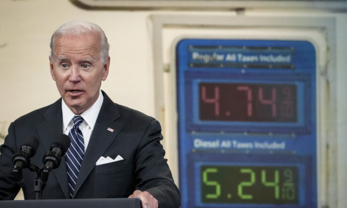 President Joe Biden speaks about gas prices in the South Court Auditorium at the White House campus on June 22, 2022. (Drew Angerer/Getty Images)