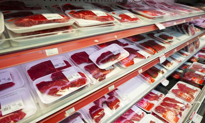 Beef and other packaged meat products are displayed for sale at a grocery store in Aylmer, Que., on May 26, 2022. (The Canadian Press/Sean Kilpatrick)