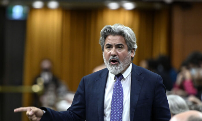 Minister of Canadian Heritage Pablo Rodriguez rises during question period in the House of Commons on Parliament Hill in Ottawa on June 16, 2022. (Justin Tang/The Canadian Press)