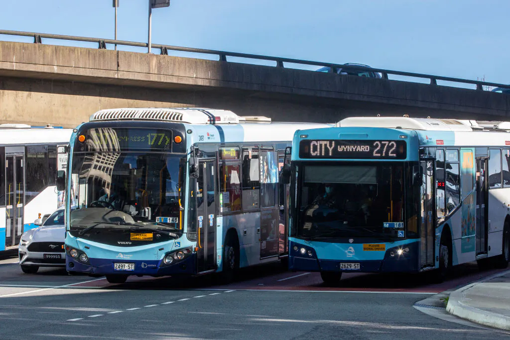 A general view of buses arriving at the Wynyard Bus Terminal in Sydney, Australia on December 23, 2020 . (Photo by Jenny Evans/Getty Images)