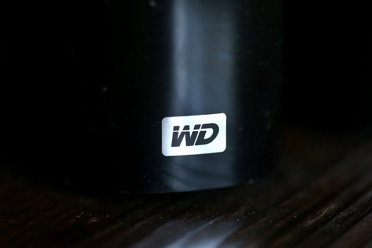 The Western Digital logo on an external hard drive in San Anselmo, Calif., on Oct. 21, 2015. (Justin Sullivan/Getty Images)