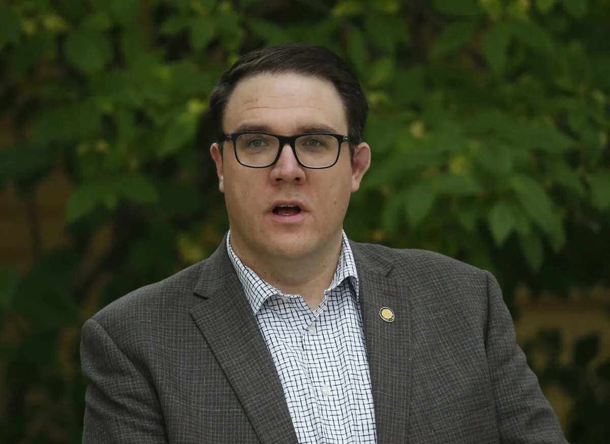 Environment and Parks Minister Jason Nixon is seen during a news conference in Calgary Sept. 15, 2020. (The Canadian Press/Todd Korol)