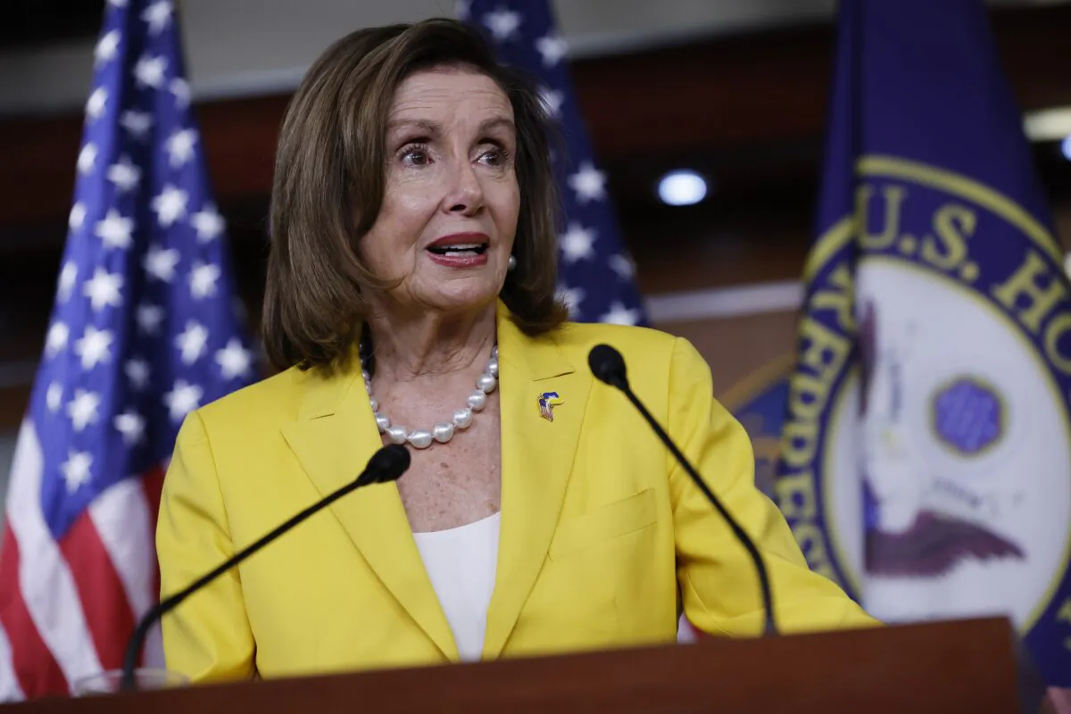 House Speaker Nancy Pelosi (D-Calif.) speaks to reporters in Washington on June 16, 2022. (Chip Somodevilla/Getty Images)