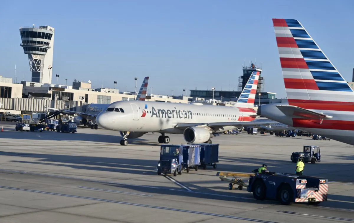 American Airlines planes are seen at Philadelphia International Airport in Philadelphia, Pa., on June 20, 2022. (Daniel Slim /AFP via Getty Images)