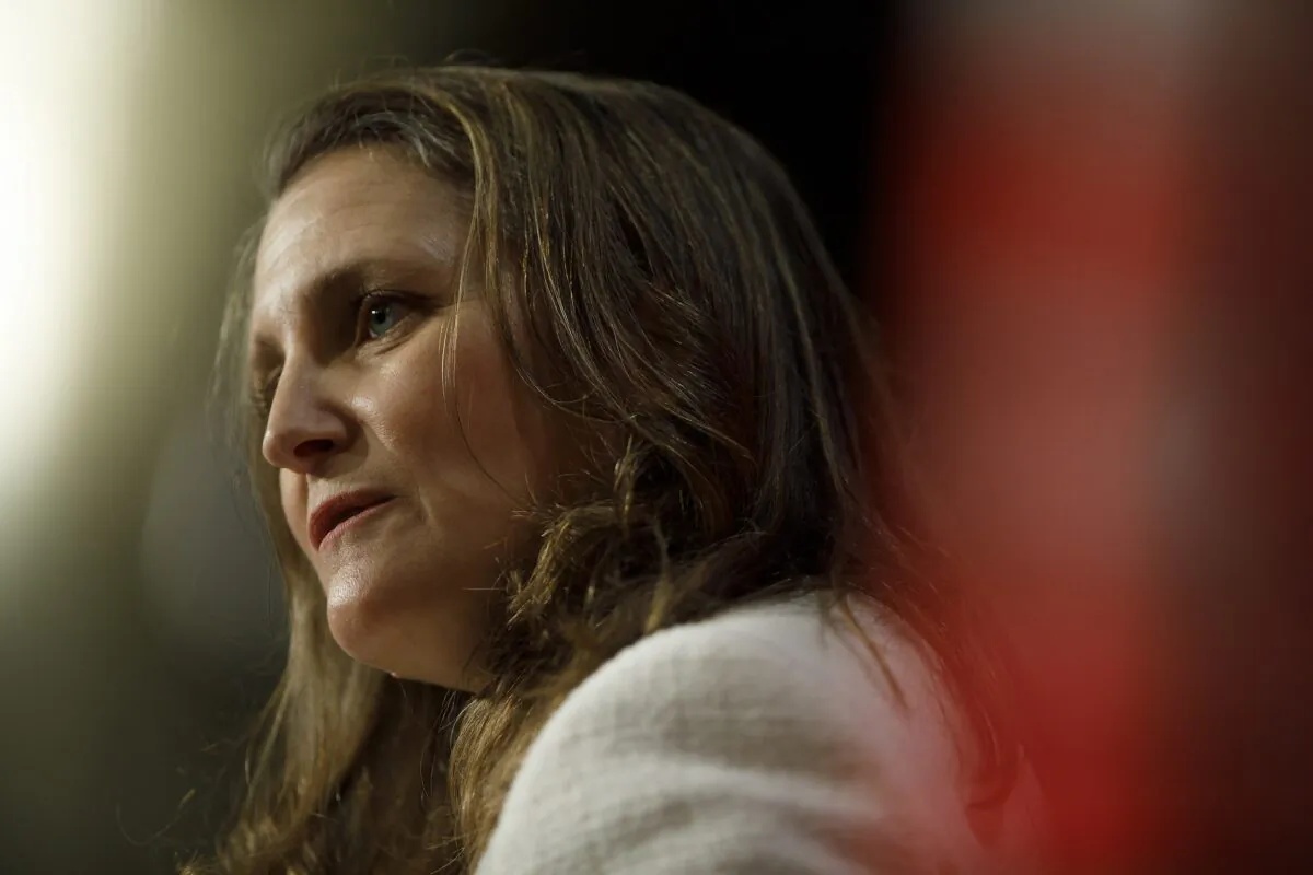 Canada’s Deputy Prime Minister Chrystia Freeland addresses a crowd at the Empire Club of Canada in Toronto, on June 16, 2022. (The Canadian Press/Cole Burston)