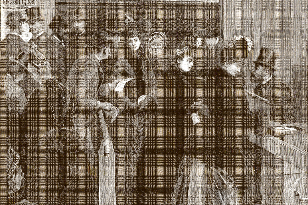Women line up to vote in a Boston city election on Dec. 11, 1888. Before the 19th Amendment, many states permitted women to vote in federal, state, or local elections.
(FPG/Getty Images)