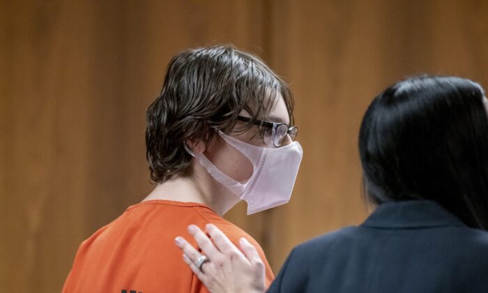 Ethan Crumbley attends a hearing at Oakland County circuit court in Pontiac, Mich., on Feb. 22, 2022. (David Guralnick/Detroit News via AP, Pool)