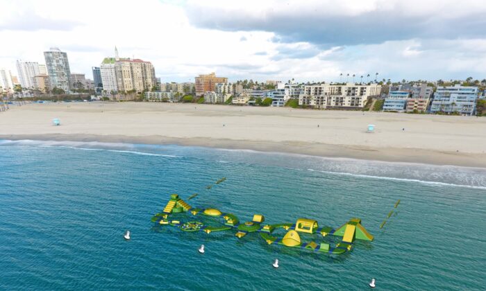The City of Long Beach, Calif., will kick off summer with the opening of its newest attraction, an inflatable aquatic playground off the coast of Alamitos Beach, on June 25, 2022. (Courtesy of the City of Long Beach)
