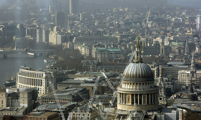 A view of London from the top of Tower 42, in London, England on March 19, 2009 (Photo by Oli Scarff/Getty Images)