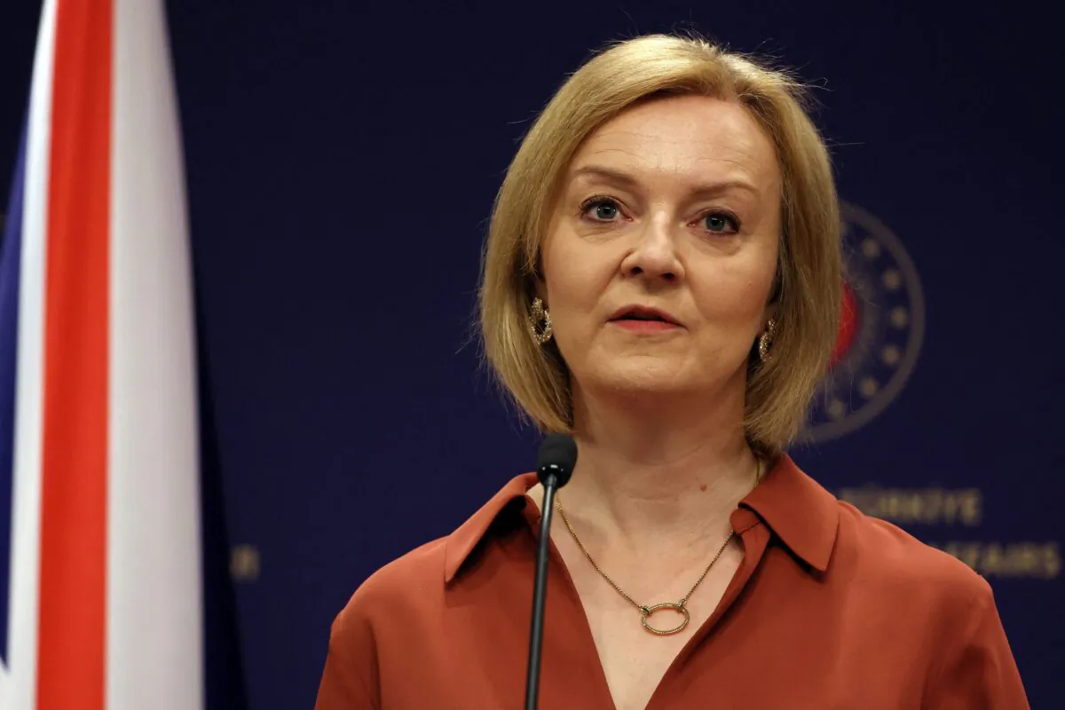 Britain's Foreign Secretary Liz Truss gives a joint press conference with Turkey's Foreign Minister at the Ministry of Foreign Affairs in Ankara on June 23, 2022. (Adem Altan/AFP via Getty Images)