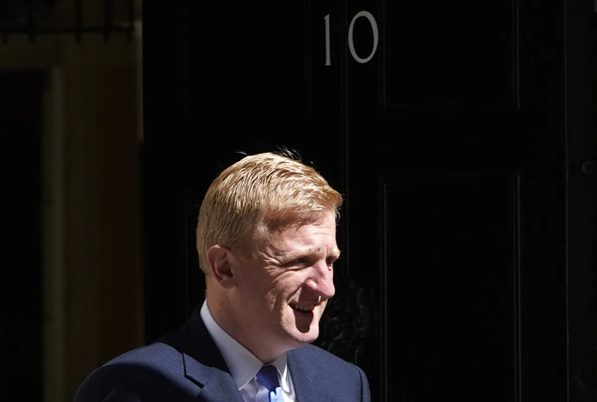 Conservative Party chairman Oliver Dowden leaves after attending a Cabinet meeting at 10 Downing Street, in London, on June 7, 2022. (Niklas Halle'n /AFP via Getty Images)