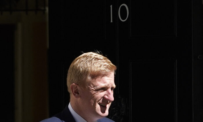 Conservative Party chairman Oliver Dowden leaves after attending a Cabinet meeting at 10 Downing Street, in London, on June 7, 2022. (Niklas Halle'n /AFP via Getty Images)