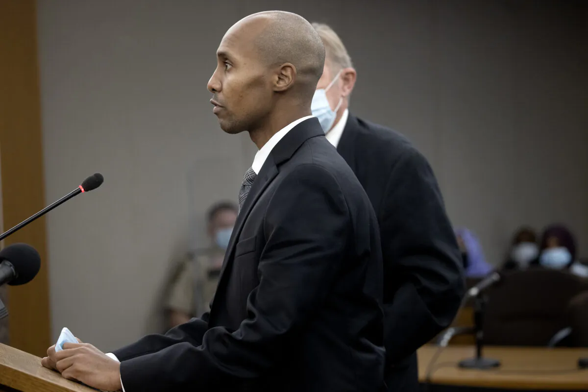 Former Minneapolis police officer Mohamed Noor addresses Judge Kathryn Quaintance at the Hennepin County Government Center in Minneapolis on Oct. 21, 2021. (Elizabeth Flores/Star Tribune via AP, Pool)
