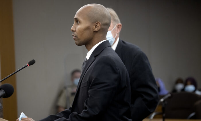 Former Minneapolis police officer Mohamed Noor addresses Judge Kathryn Quaintance at the Hennepin County Government Center in Minneapolis on Oct. 21, 2021. (Elizabeth Flores/Star Tribune via AP, Pool)