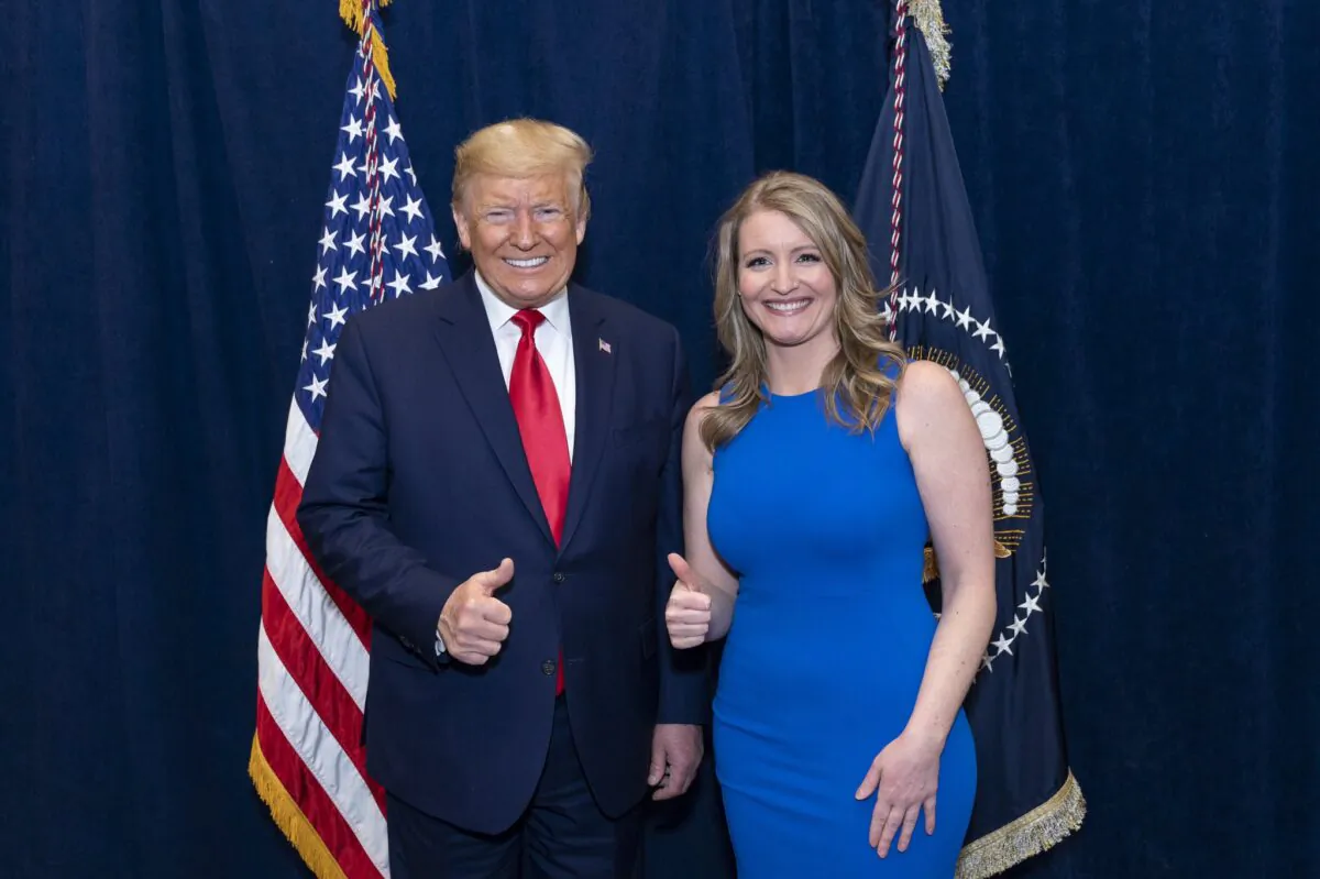 Trump campaign senior legal adviser Jenna Ellis (R) and former President Donald Trump at an event in May 2020. (Courtesy of Jenna Ellis)