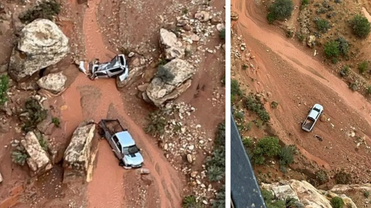 Flash flooding at Utah's Capitol Reef National Park wash away vehicles on June 23, 2022. (Courtesy of Wayne County Sheriff's Office)