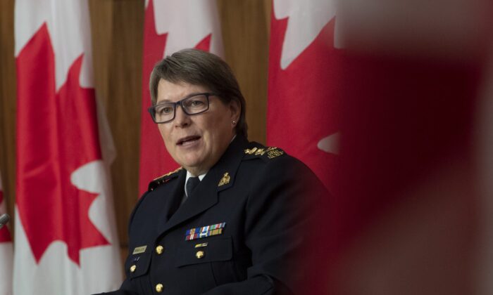 RCMP Commissioner Brenda Lucki speaks during a news conference in Ottawa on Oct. 21, 2020. (Adrian Wyld/The Canadian Press)